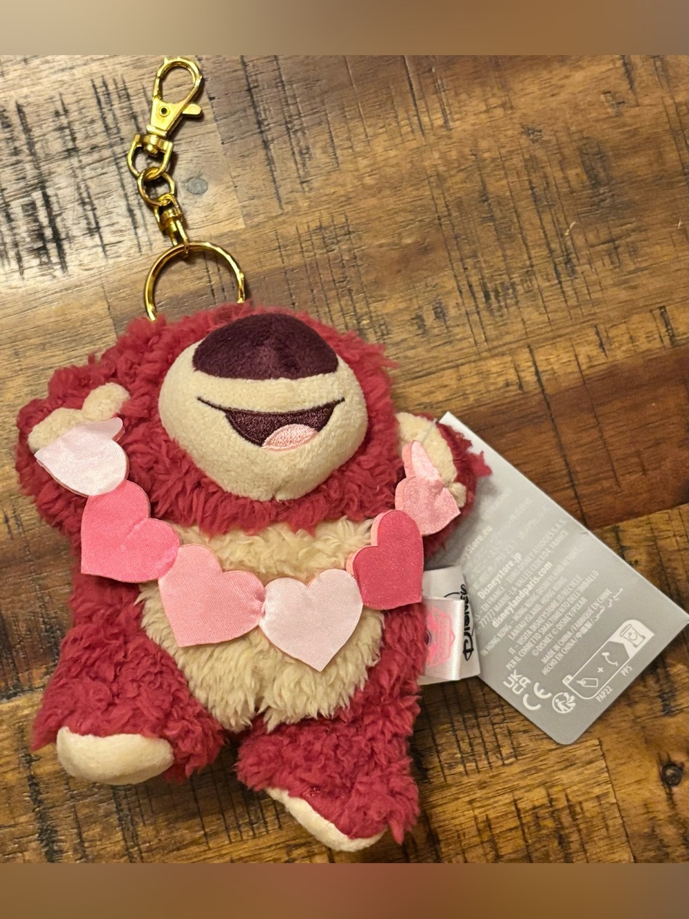 New Disney Japan Store Toy Story Lotso Heart Pink Plush Keychain Bag Charm 5”